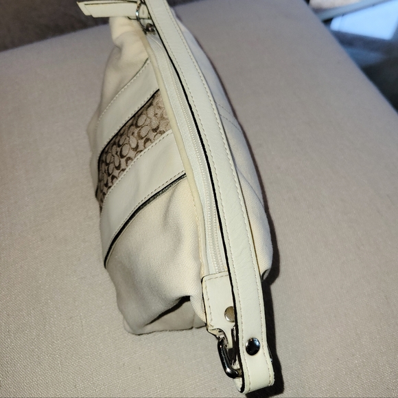 Coach Purse/Ivory-gold brown/Vintage - Picture 3 of 3